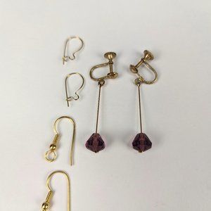 Vintage Gold and Purple stone Earrings